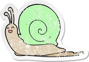 distressed sticker of a cartoon snail vector