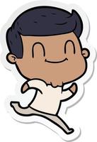 sticker of a cartoon friendly man vector