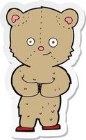 sticker of a cartoon teddy bear vector