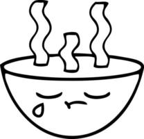 line drawing cartoon bowl of hot soup vector