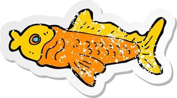 retro distressed sticker of a cartoon funny fish vector
