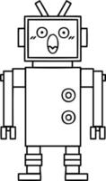 line drawing cartoon robot vector