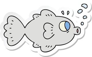 sticker of a quirky hand drawn cartoon fish vector