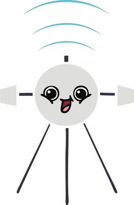 flat color retro cartoon satellite