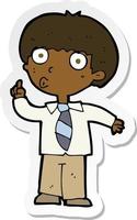 sticker of a cartoon school boy with question vector