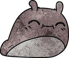 textured cartoon of a happy kawaii slug vector