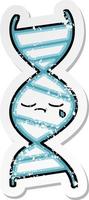 distressed sticker of a cute cartoon DNA strand vector