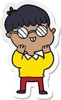 sticker of a cartoon boy wearing spectacles vector