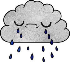 textured cartoon of cute crying cloud vector