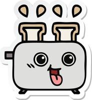 sticker of a cute cartoon of a toaster vector