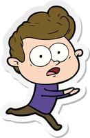 sticker of a cartoon staring man vector