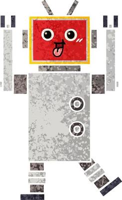 retro illustration style cartoon robot