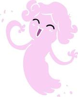cartoon doodle of a happy pink ghost vector