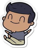 sticker of a cartoon friendly man vector