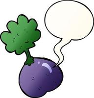 cartoon vegetable and speech bubble in smooth gradient style vector