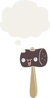 cartoon mallet and thought bubble in retro style vector
