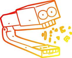 warm gradient line drawing crazy cartoon stapler vector