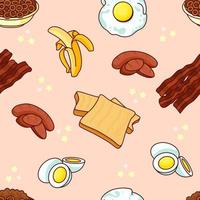 Seamless Pattern Background of Breakfast Food vector