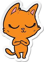 sticker of a calm cartoon cat vector