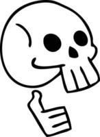 quirky line drawing cartoon skull vector
