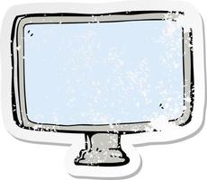 retro distressed sticker of a cartoon computer screen vector