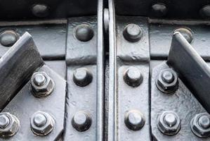 Closeup of the steel structure with the rivet. photo