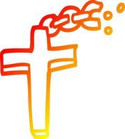 warm gradient line drawing cartoon crucifix on chain vector