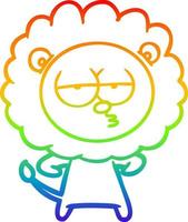 rainbow gradient line drawing cartoon bored lion vector