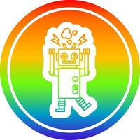 robot defectuoso circular en el espectro del arco iris vector