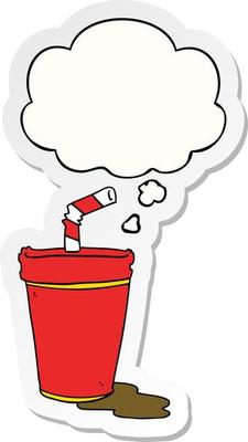 cartoon soda cup and thought bubble as a printed sticker