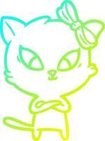 cold gradient line drawing cartoon cat vector