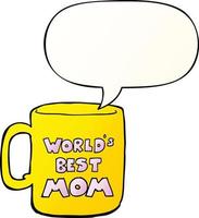 worlds best mom mug and speech bubble in smooth gradient style vector