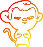 warm gradient line drawing cartoon monkey vector