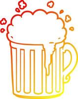 warm gradient line drawing cartoon mug of beer vector