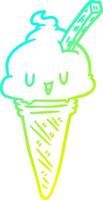 cold gradient line drawing cute ice cream vector