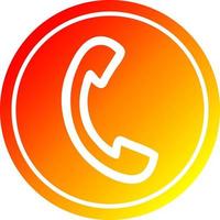 telephone handset circular in hot gradient spectrum vector