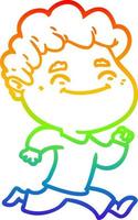 rainbow gradient line drawing cartoon friendly man vector