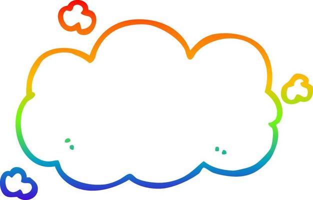 rainbow gradient line drawing cartoon cloud