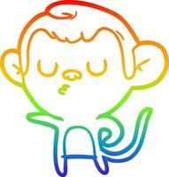 rainbow gradient line drawing cartoon monkey vector