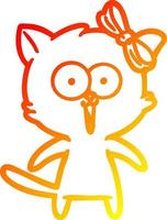 warm gradient line drawing cartoon cat vector