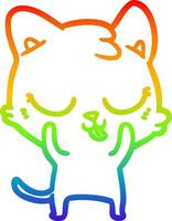 rainbow gradient line drawing cartoon cat vector