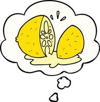 cartoon cut lemon and thought bubble vector