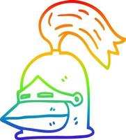 casco de caballero de dibujos animados de dibujo de línea de gradiente de arco iris vector