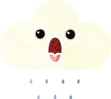 retro illustration style cartoon rain cloud vector