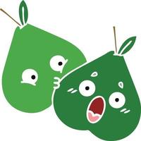 flat color retro cartoon pears vector