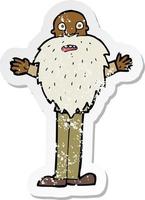 retro distressed sticker of a cartoon bearded old man vector