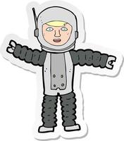 sticker of a cartoon astronaut vector