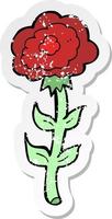 retro distressed sticker of a cartoon rose vector