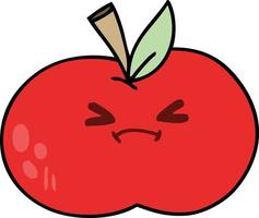 quirky hand drawn cartoon apple vector