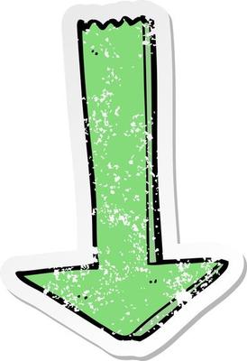 distressed sticker of a cartoon pointing arrow
